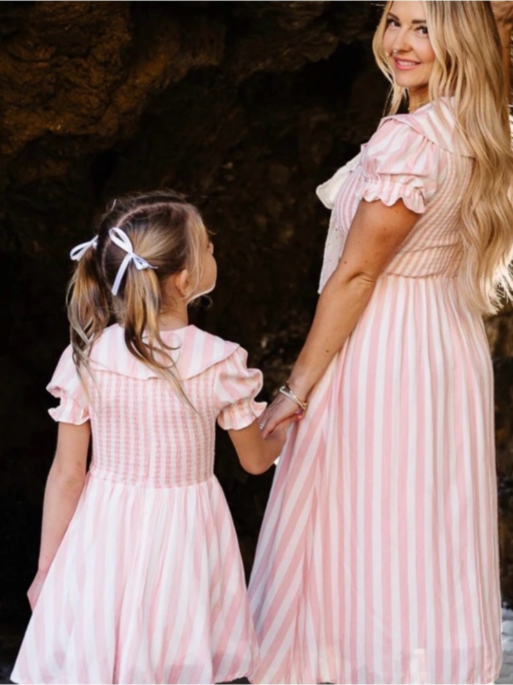 Ivy City Co alice dress Pink & White Striped Midi Dress size medium